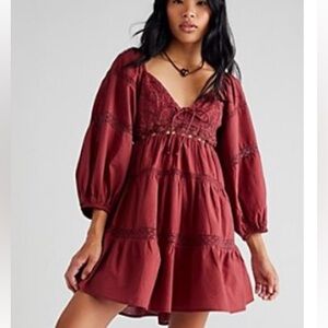 Free people, dark red mini dress